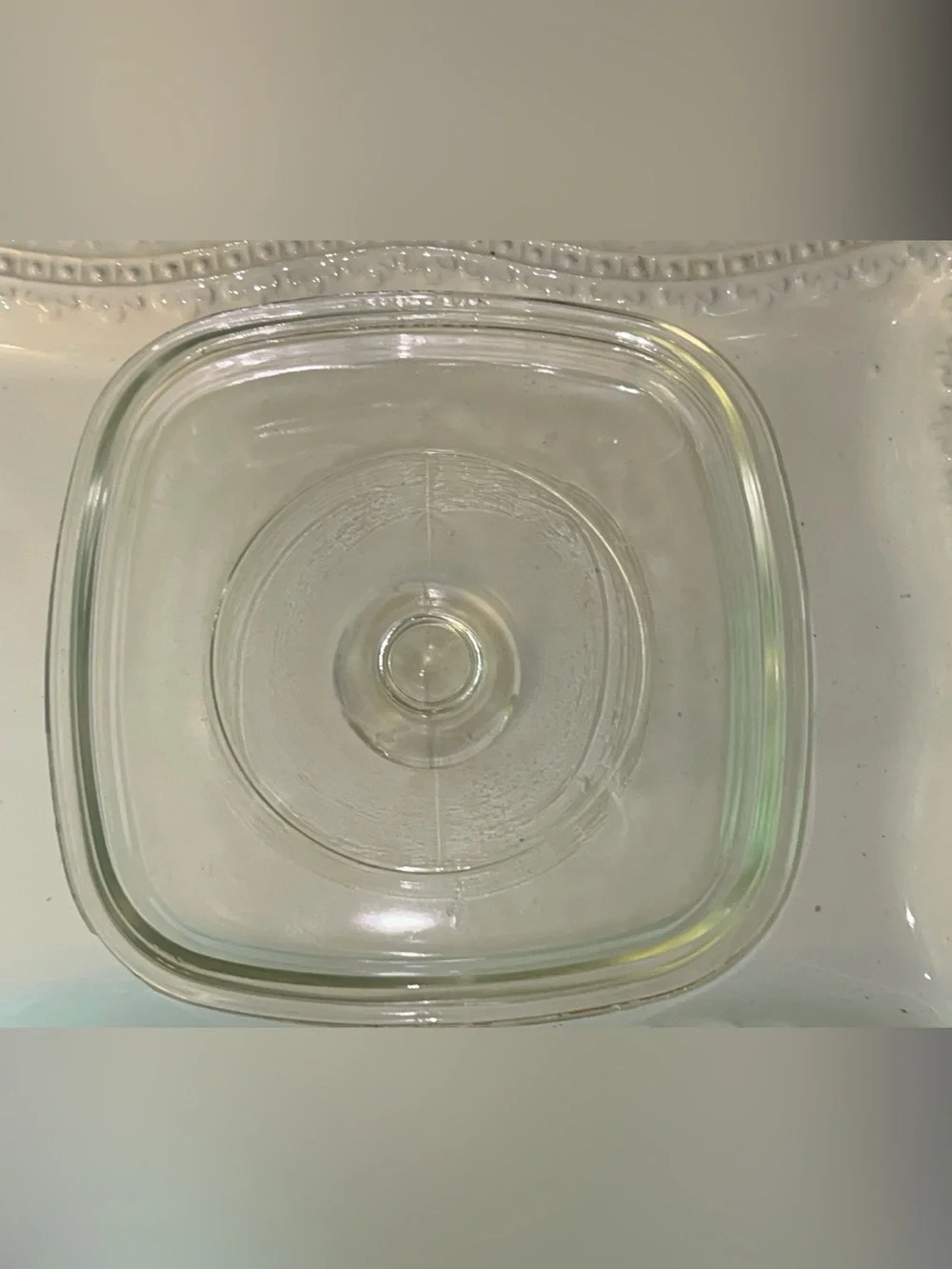 Pyrex Clear Glass Replacement Lid Vintage Square 6in Inner Rim 7 In Outer Rim